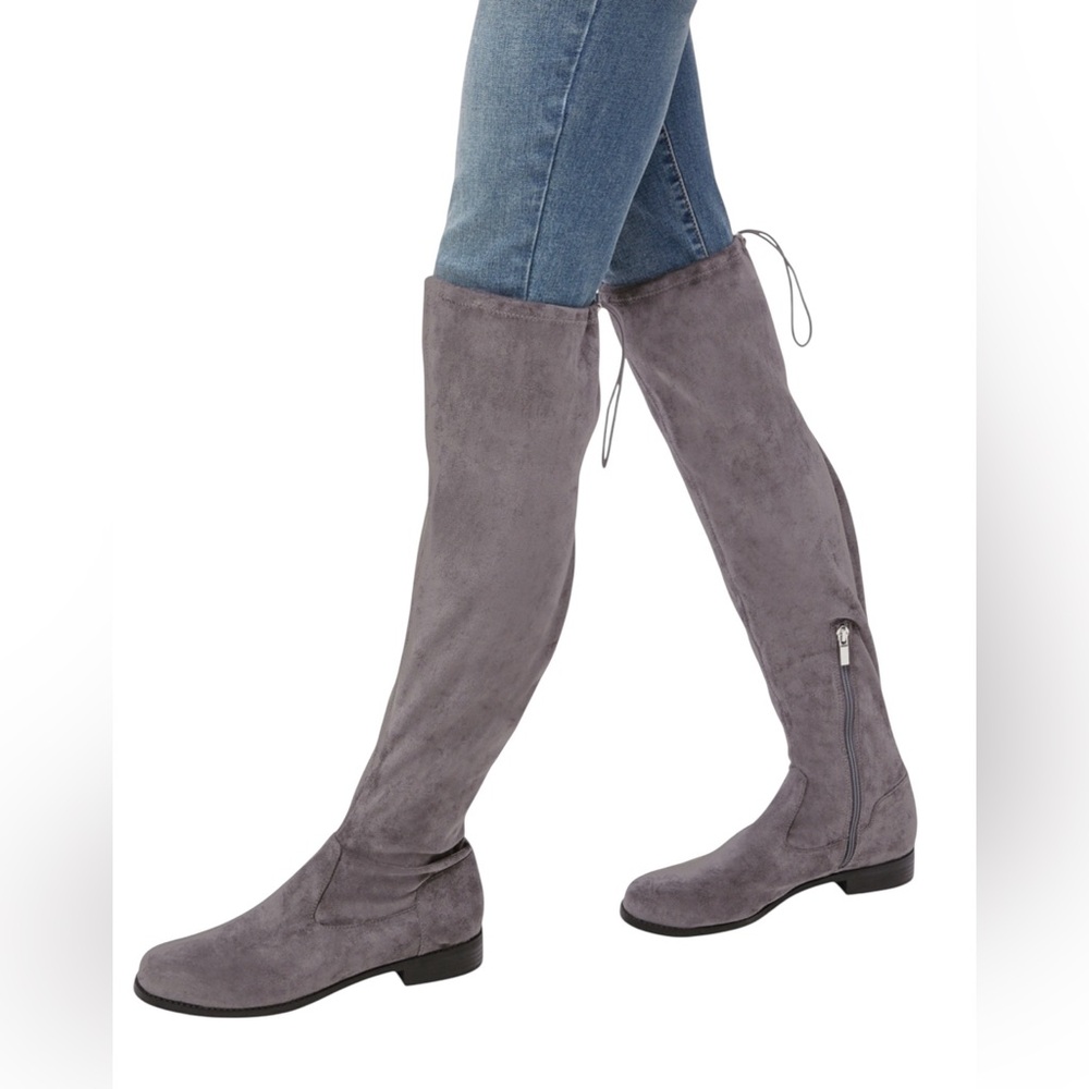 Gray over the knee flat boots size 8 by Justfab size 8